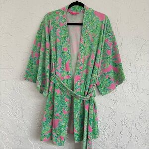 Lilly Pulitzer velour large xl mini Pink and Green Robe